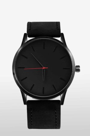 Edelstahl Uhr Black Edition schwarz Armband Uhr Herren Herrenuhr Lederarmband